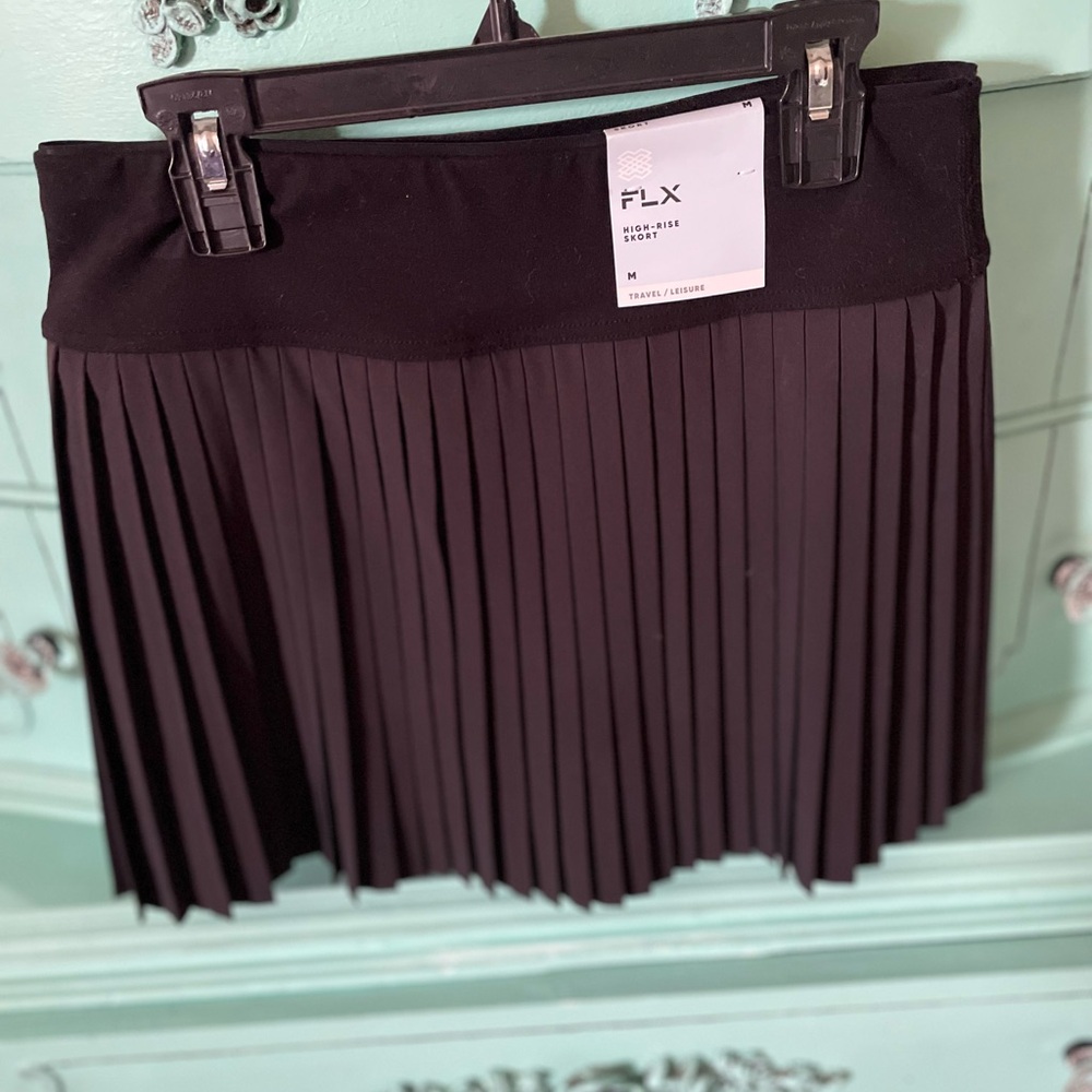 FLX Women's Black Pleated Mini Skirt w bloomers
